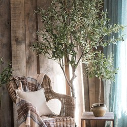 Large Olive Tree Artificial Green Plant Indoor Landscaping Fake Tree Bionic Plant Potted Living Room Floor Decoration