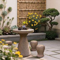 A Set of New Chinese-Style Courtyard Imitation Stone Tables and Stools for Outdoor Garden Furniture, Landscaping, and Decorative Ornaments