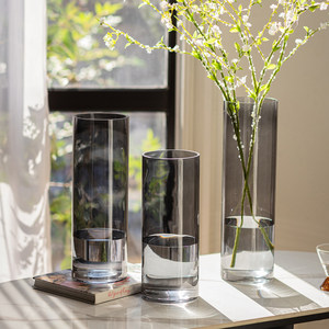 
Light luxury glass vase straight high-end water-cultured flowers hydroponic rich bamboo special living room flower arrangement decorative ornaments