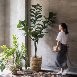 Artificial Green Plant Ficus Lyrata, Simulated Plant, Indoor Large Floor-Standing Potted Plant, Decorative Fake Tree Bonsai