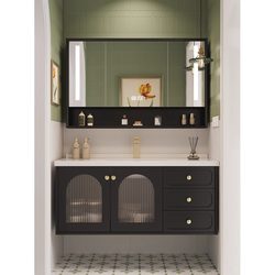 Oak paint smart bathroom cabinet ceramic integrated basin washbasin cabinet combination bathroom washbasin washbasin