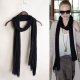 Spring and autumn men and women black slender cotton and linen scarf women autumn and winter versatile thin decorative neck long scarf solid color
