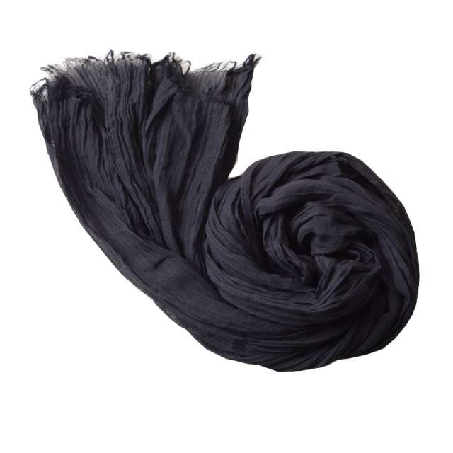 Spring and autumn men and women black slender cotton and linen scarf women autumn and winter versatile thin decorative neck long scarf solid color
