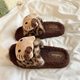 
2025 new autumn and winter cute leopard print fur slippers for women indoor non-slip cute cartoon outdoor fashionable cotton slippers