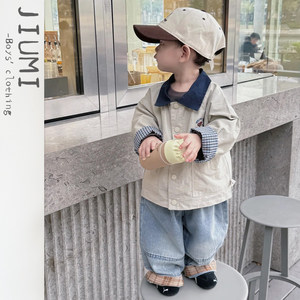 
Boys' reversible loose printed jacket, children's cartoon long-sleeved T-shirt, Korean style trendy pants for boys