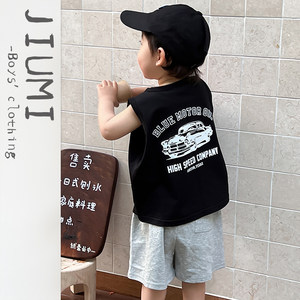 
Boys' Summer Thin Printed Vest Baby Cotton All-Match Pants Set One Year Old Baby Clothes Summer Trendy Cool