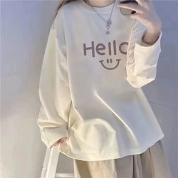 150kg Plus Size Women's Clothing 2025 Spring and Autumn New Long Sleeve Printed Cotton T-Shirt 100kg Loose Base Shirt Top