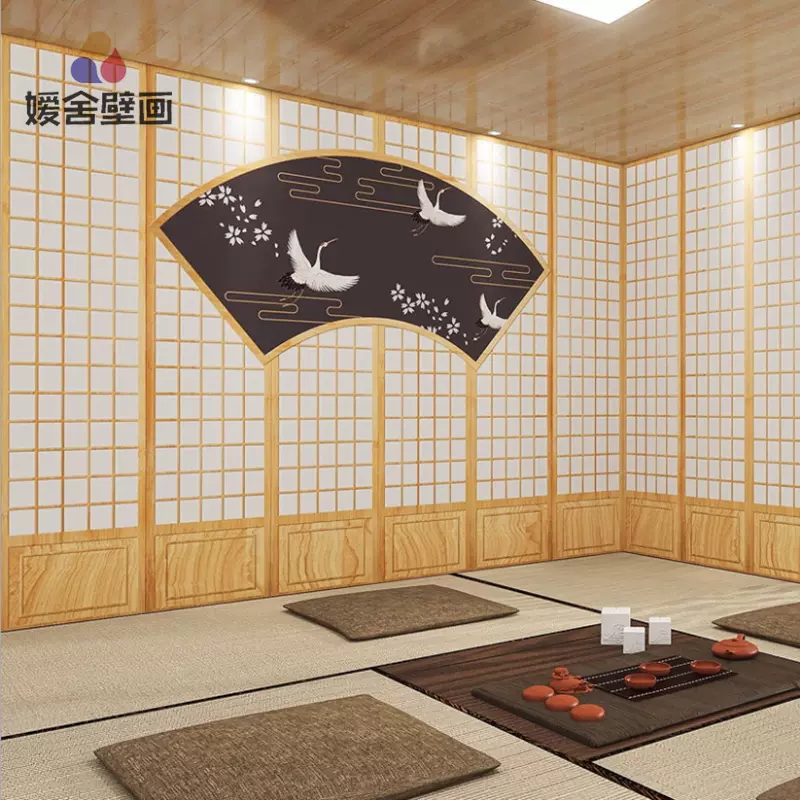 復古日式和風壁紙格子門仿真日本浮世繪民宿酒屋壽司店背景