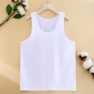 
Men's pure cotton vest middle-aged and elderly loose large size summer elderly dad narrow shoulder hurdle vest vintage undershirt