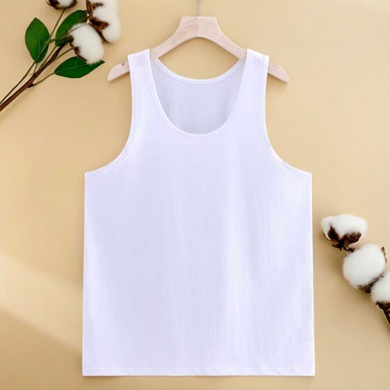 
Men's pure cotton vest middle-aged and elderly loose large size summer elderly dad narrow shoulder hurdle vest vintage undershirt