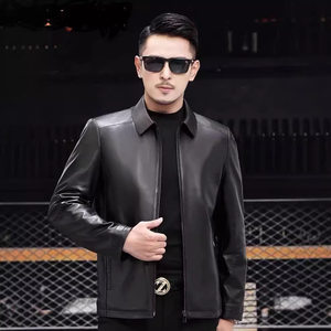 
This year's popular special offer sheepskin leather jacket middle-aged leather lapel Haining casual jacket sheep men's autumn and winter layer