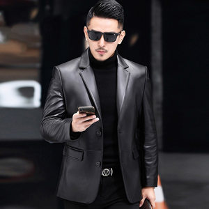 
This year's popular special offer men's casual suit Haining genuine leather jacket men's slim first-layer sheepskin suit