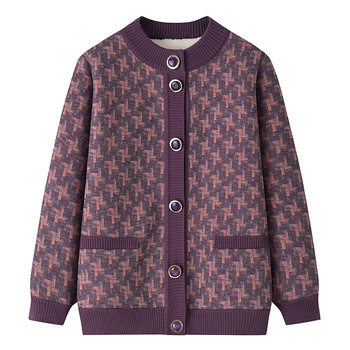 Elderly women's knitted cardigan grandma's winter clothing plus velvet