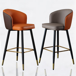 Genuine Leather Bar Stool for Home Use, Stylish Swivel Modern Minimalist Nordic Bar Chair, Light Luxury High Stool, Trendy High Stool
