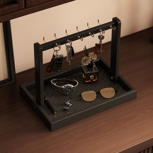 
Entry solid wood key hanger entrance decorative ornaments tray desktop storage box perfume jewelry glasses storage rack