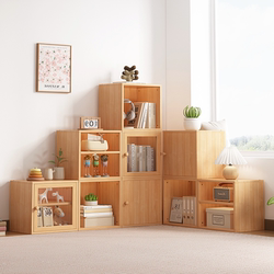 Grid Cabinet Free Combination Solid Wood Bookcase Bookshelf Integrated Wall-Mounted Storage Rack Student Home Storage Cabinet Grid Cabinet