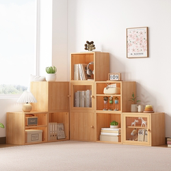 Grid Cabinet Free Combination Solid Wood Bookcase Student Home Bookshelf Integrated Wall-Mounted Movable Simple Grid Shelf
