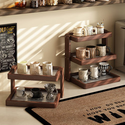 Solid Wood Cup Storage Rack, Multi-Layer Mug and Coffee Cup Holder for Home Desktop, Kitchen, and Bar Organization and Display