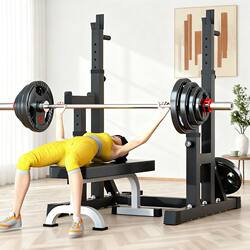 Yimeichen Squat Rack Men's Home-Use Bench Press Rack Integrated Barbell Rack Weightlifting Bench Indoor Multi-Functional Fitness Equipment
