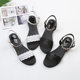 Genuine leather large-size sandals women's shoes 41 to 43 summer 2025 new large low heel fashionable versatile one-length flat bottom
