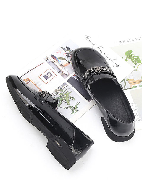 Genuine Pete large size women's shoes 41 to 43 single shoes spring and autumn new leather shoes low heel large flat bottom fat feet wide fat patent leather