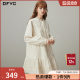 dfvc casual cotton shirt dress for women 2025 spring new striped spliced ​​belt loose doll skirt