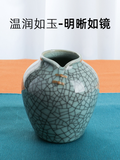 龍泉青磁花瓶 - 中国風セラミック花飾り