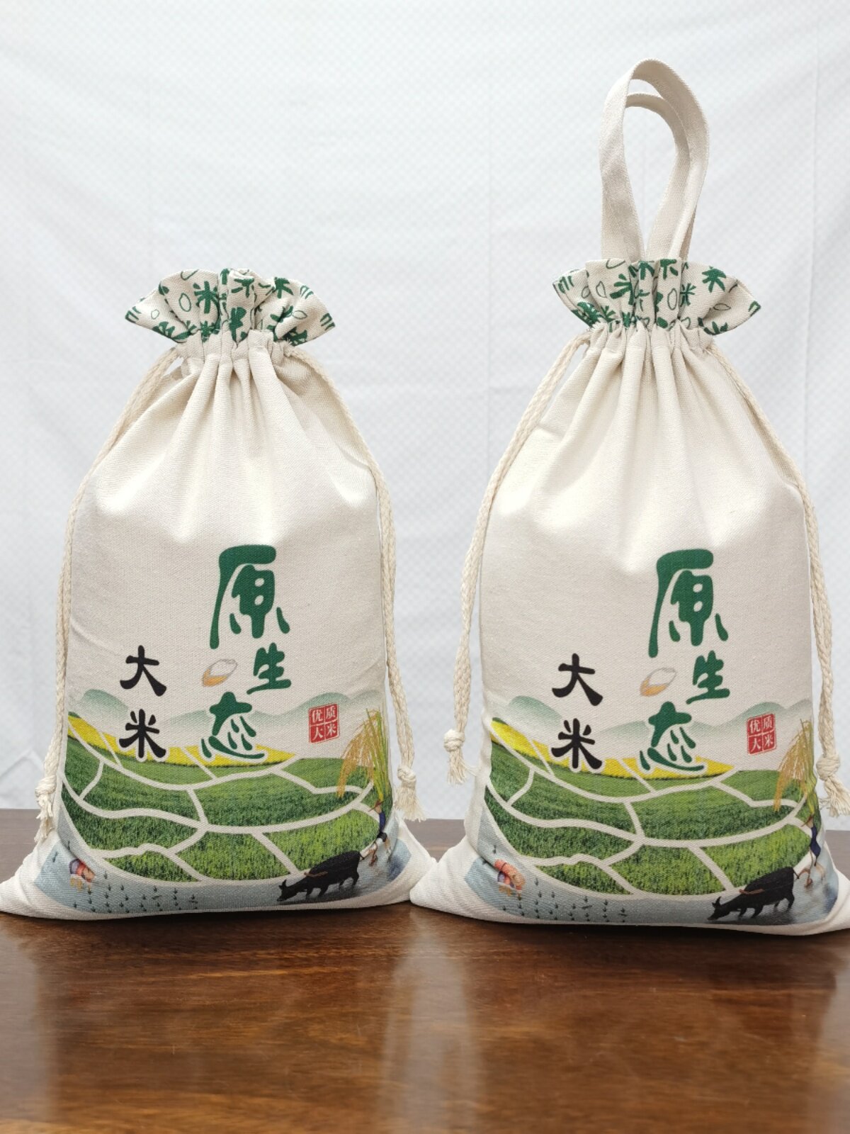 Aangepaste Canvas Rijstzakken - 2,5kg, 5kg, 10kg, 20kg Opties