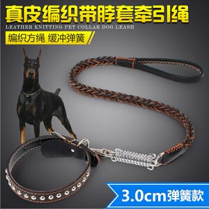Medium -sized large dog dog traction rope with golden retraada leather collar walking dog rope dog chain supplies