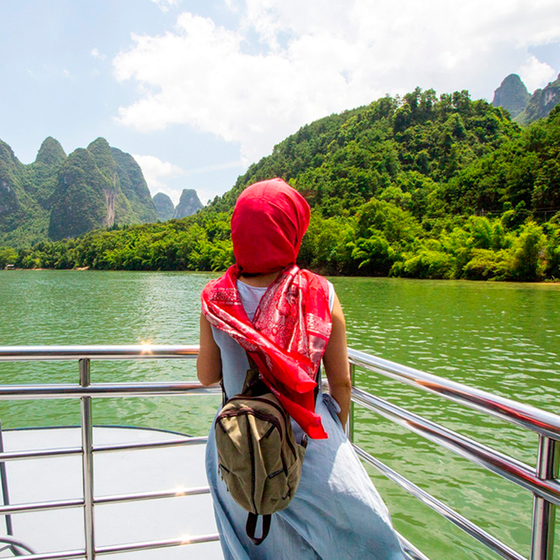 【私家团】 桂林到阳朔漓江游船票三星船遇龙河竹筏纯玩一日旅游