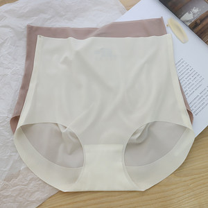 
Invisible ultra-thin cool ice silky and quick-drying high waist belly-closing hip-packing large size silk women's underwear