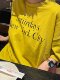 Unique SEI summer street versatile simple letter pattern printed yellow loose short-sleeved T-shirt top
