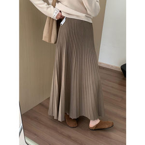 
Unsupported pregnant women's knitted skirt for autumn and winter 2025 new style mid-length slim A-line pleated umbrella skirt