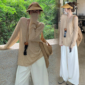 
Pregnant women's lazy style suit spring and summer thin spring clothing new suspender long-sleeved sun protection blouse wide-leg pants three-piece set