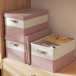 Clothing Storage Basket, Household Organizing Box, Fabric Foldable Large-Capacity Storage Box, Wardrobe Layering Organizer
