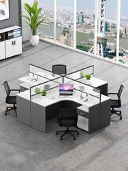 Foshan Cross-Shaped Staff Desk with Screen, Four-Person and Six-Person Workstation, School Corner Table and Chair Combination