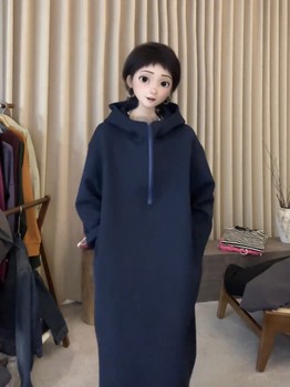 Casual loose hooded dress