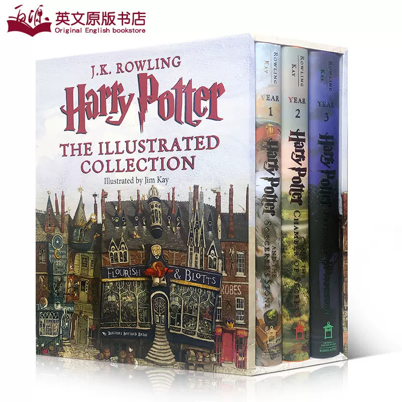英文原版Harry Potter: The Illustrated Collection哈利波特全彩3册