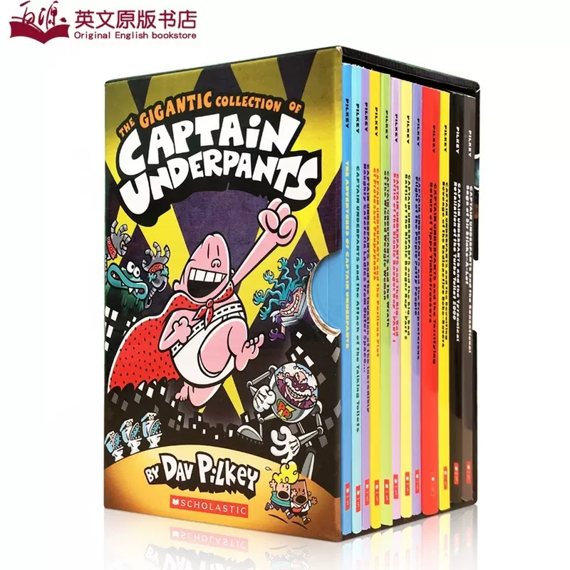 内裤超人队长12册The Gigantic Collection of Captain Underpants英文原版儿童英语故事章节书Dav  Pilkey漫画桥梁书搭dog man-Taobao