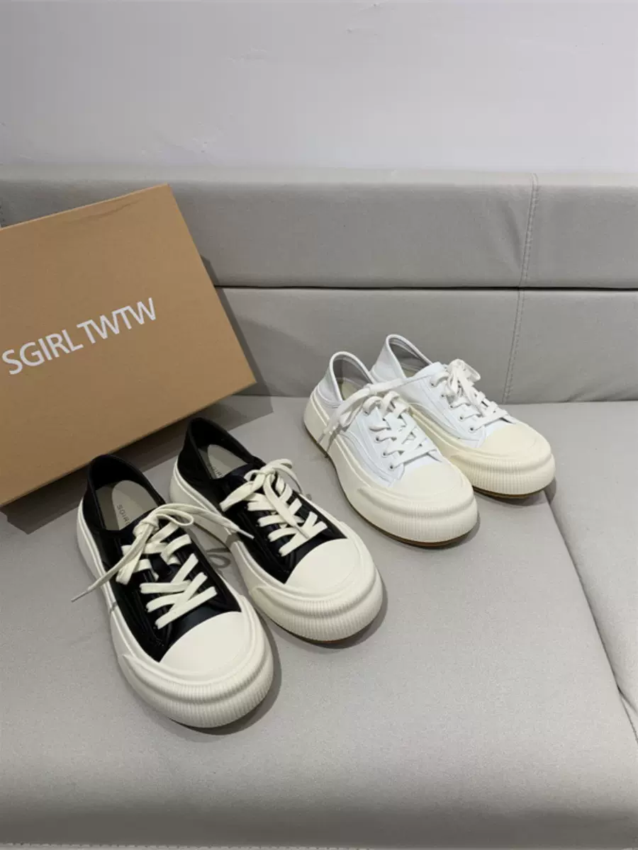 sgirl twtw日系大头小白鞋女时尚圆头两穿运动鞋百搭舒适透气板鞋