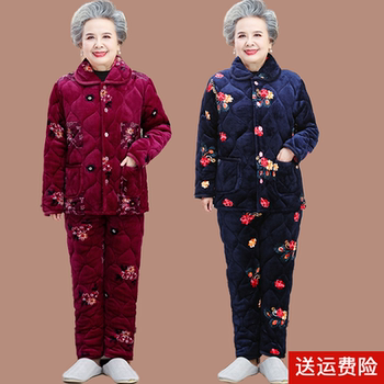 
Grandma's winter thickened and velvet home suit to keep warm