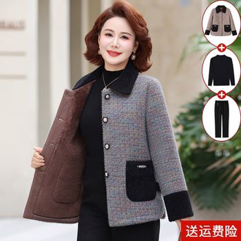 
Mother's autumn and winter velvet thickened woolen coat, versatile