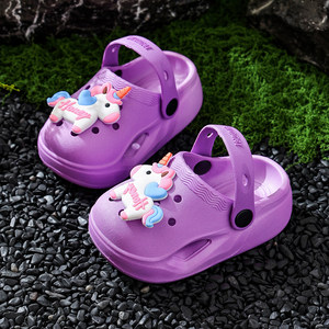 
Summer cartoon unicorn pony children's Baotou hole shoes for girls thick-soled non-slip soft-soled baby sandals and slippers for boys