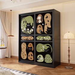 Mishida Middle Style Wardrobe Retro For Home Cartoon Clothes Cabinet Small Apartment Bedroom Carbon Steel Wardrobe with sliding door