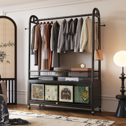 Meishida Floor-Standing Coat Rack Bedroom Vintage Home Wardrobe Storage Light Luxury Chest of Drawers Bedside Table Integrated Clothes Rack