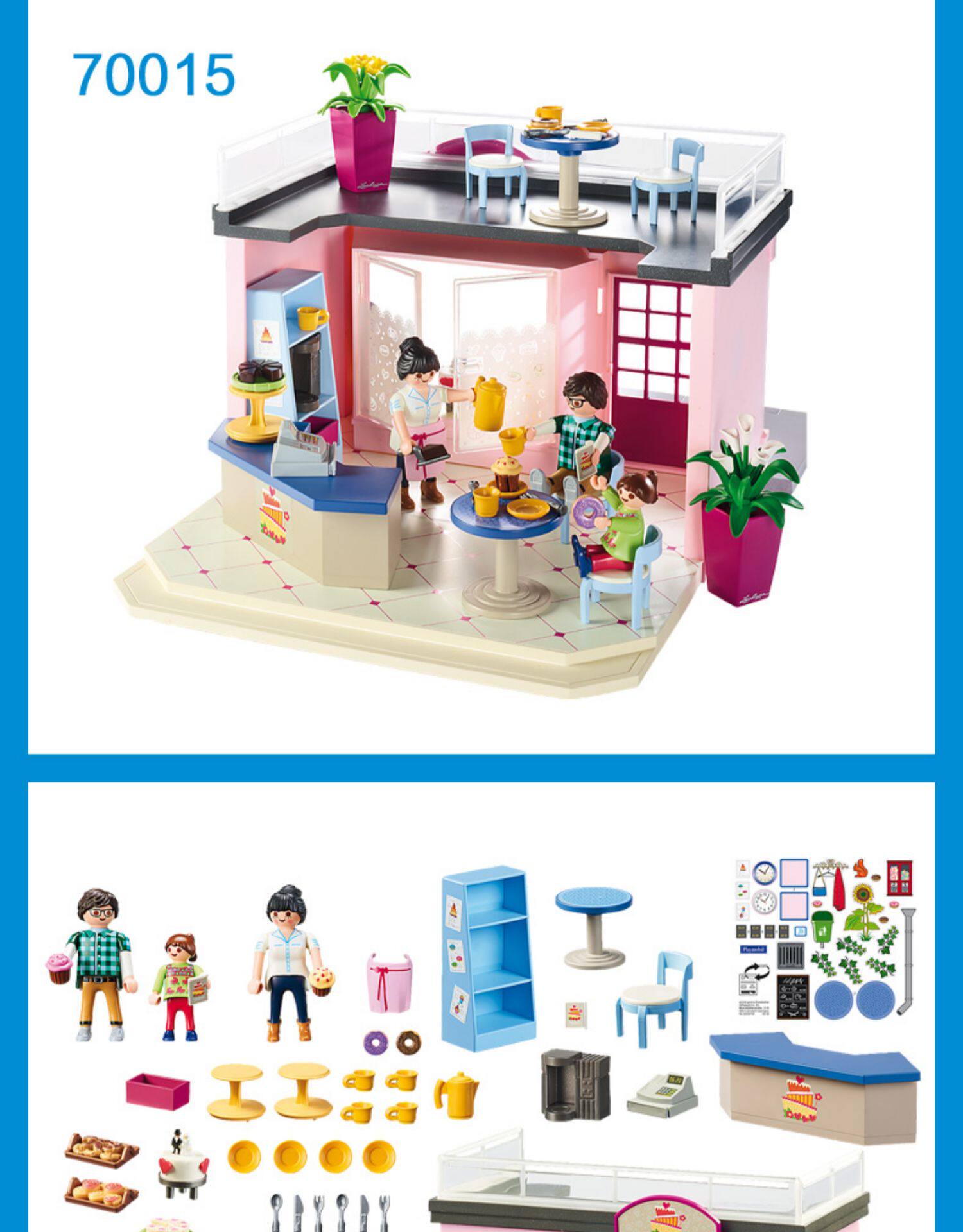 Playmobil 70015 My Café Playset - Bakery & Coffee Shop Toy With Figures, Furniture & Accessories