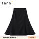 Tanni's new commuter droopy fish tail irregular black casual high waist midi skirt TN11SK601A