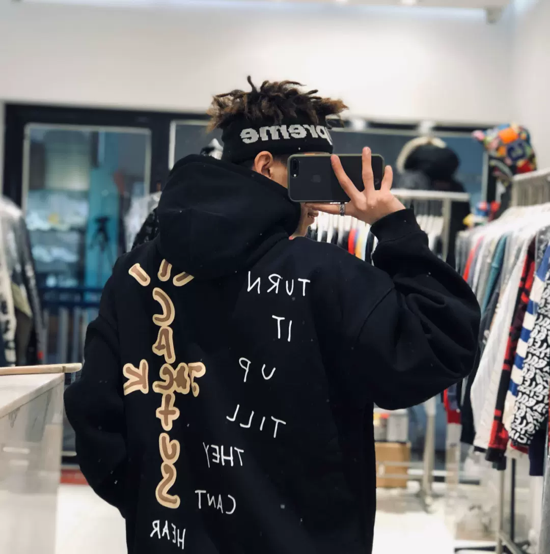 TRAVIS SCOTT HITR SUN HOODIE联名款火柴人太阳印花套头宽松卫衣-Taobao