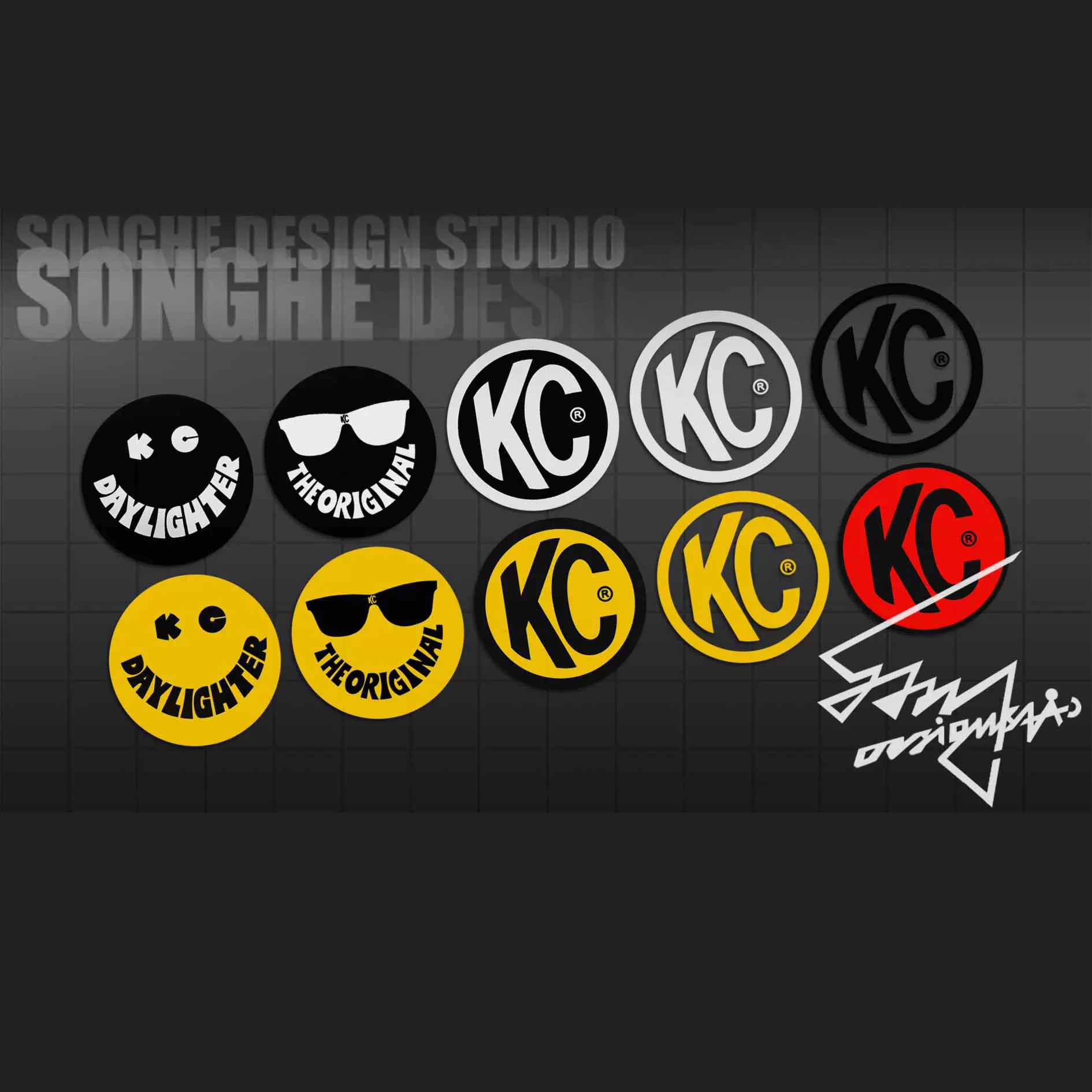 KC笑脸射灯贴纸周边牧马人猛禽坦克300拉花反光车贴汽车