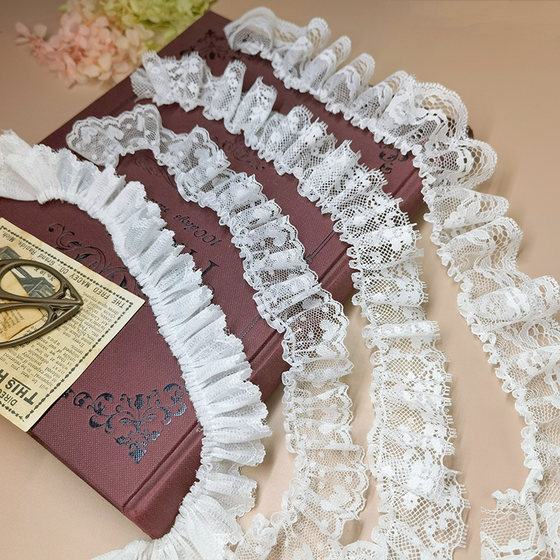 
Off-white gathered dense pleated lace accessories pet clothing Lolita cuffs collar skirt decoration